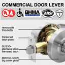 Keyed Entry Grade 2 Commercial Door Locks Heavy Duty Office Door Lever, Non-Handed, UL 3 Hour Fire Rated, ADA Compliant, Satin Chrome Finish 26D, 2-3/4''Backset X-XG-ET-70