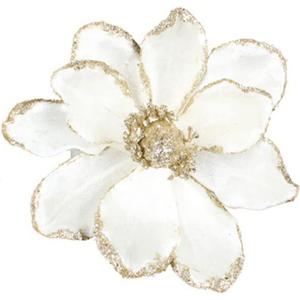 vctops 10 PCS Glitter Artificial Flower Christmas Tree Wreath DIY Ornaments 6.3 Inch Faux Flower for Xmas New Year Wedding Party Holiday Decoration,White A