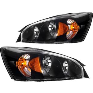 Torchbeam Headlight Assembly Compatible with 2004 2005 2006 2007 Chevy Malibu OE Headlamp Replacement for 2008 Malibu Classic LS/LT Pair Front Headlights Black Housing Driver and Passenger Side
