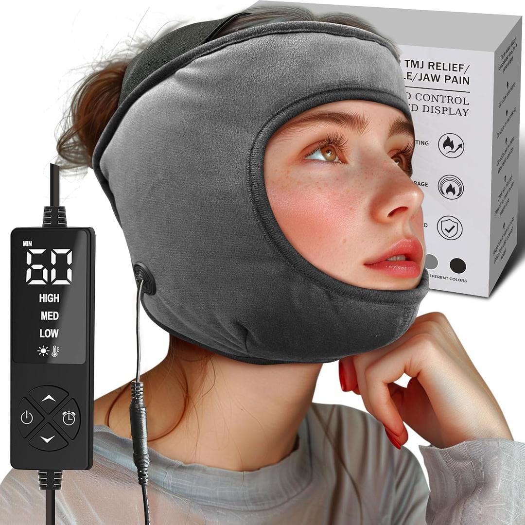 sticro Electric TMJ Heating Pad for Jaw Pain, Moist Heat for TMJ Relief with 3 Temp & 5 Timer Settings, Super Soft Heated Face Mask for Chin Cheek Jaw Clenching Relief