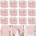Pink Backdrop Flower Wall Panels: 3D Artificial Silk Floral Wall Panels for Wedding Birthday Decorations 24 Packs 15x15 Inches