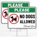 Venicor 2PC No Dogs Allowed Sign, 17x13 inches, Corrugated Plastic, Metal Ground Stake, Outdoor Use