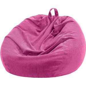Nobildonna 3 ft Bean Bag Chair Cover (No Filler) 35"43" Large Stuffed Animal Storage Bean Bag Washable Big Beanbag Chair Cover Premium Corduroy Bean Bag Cover for Adults,Kids,Rose Red 300L