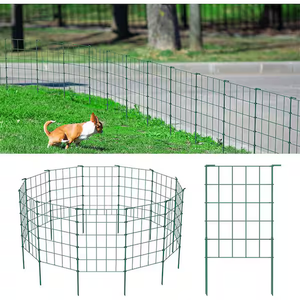 20 Panels No Dig Decorative Outdoor Garden Fence with Gate for Yard,Animal Barrier Fencing Rustproof Metal Wire Panel Border for Dog, Rabbits, and Patio Temporary Ground Stakes