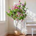 Erimda 4FT Artificial Bougainvillea Tree Artificial Tree Tall Potted Fake Bougainvillea Trees for Outdoor Indoor Lifelike Potted Faux Plants with Wood Trunk and Flowers Office Wedding Home Decor