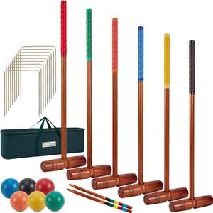 SpexDarxs 35 Deluxe Croquet Set, Six Player Croquette Game with Premium Wooden Mallets, Colored Balls, Wickets, Stakes, Carrying Bag, Outdoor Family Games for Lawn/Backyard/Park