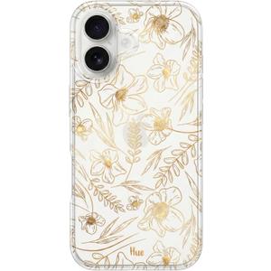 LONLI Hue for iPhone 17 Case - Golden Floral Shockproof Phone Cover - [Shock-Absorbent Bumper] - Elegant, Unique and Aesthetic for Women and Girls for Women and Girls