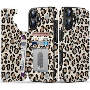 LETO for iPhone 16 Plus Wallet Case - Flip Folio Leather Kickstand - Fashionable Flower Designs - Credit Card Holder - Protective Phone Cover for Women and Girls - 6.7" 
