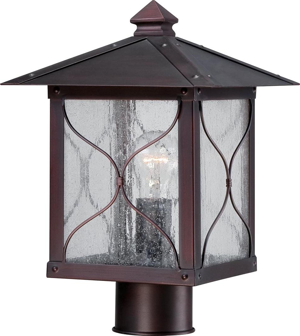 Nuvo Lighting 60/5615 Vega Post One Light Lantern 100-watt Outdoor Porch and Patio Lighting with Clear Seeded Glass, Classic Bronze
