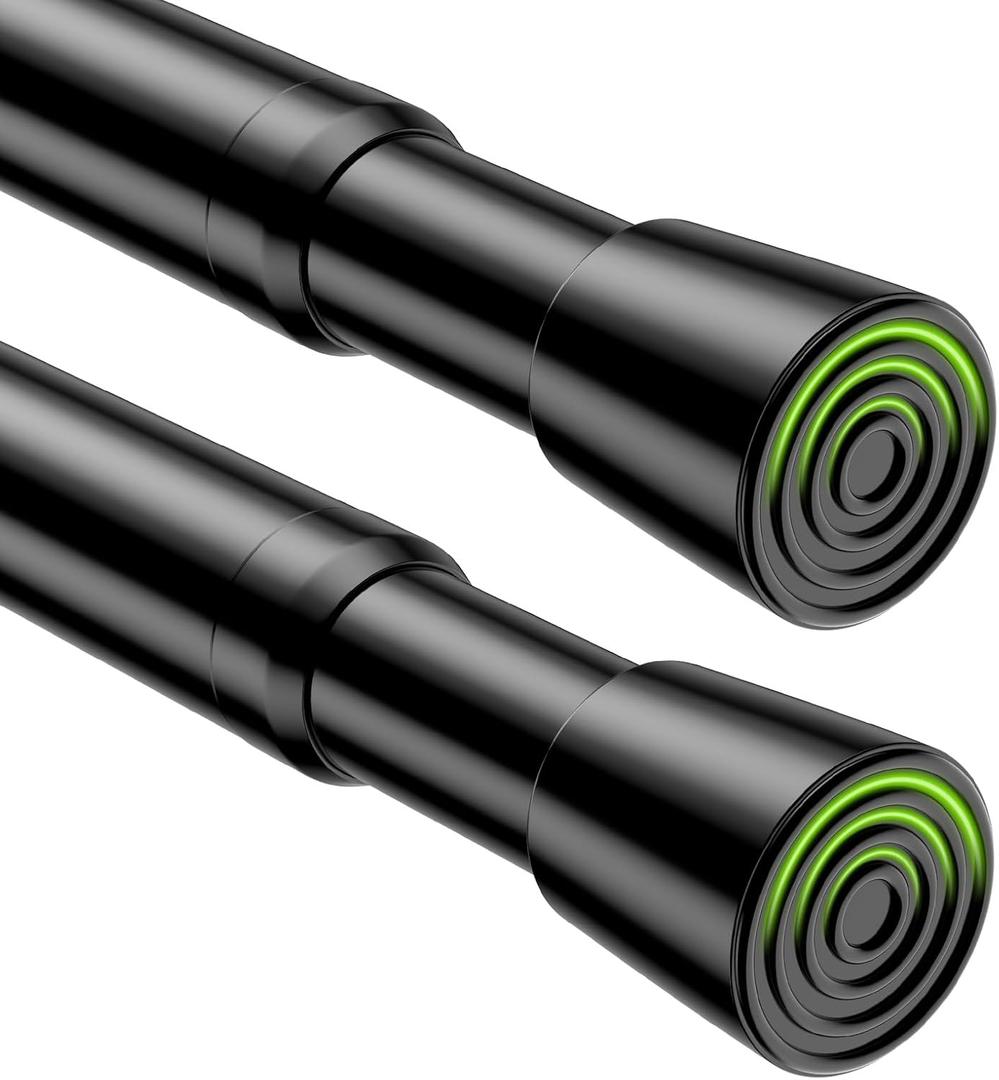 2 Pack Spring Tension Rods 26-39 InchesBlack No Drill Adjustable Spring Loaded Curtain Rod Expandable Tension Rod Small Short Tension Curtain Rod for Windows,Kitchen,Doorway,Bathroom,Cupboard Bars