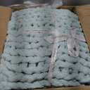 Bigacogo Chunky Knit Throw Blanket for Couch, 51x63 inches, 100% Hand Knitted with Thick Jumbo Chenille Yarn, Cozy Soft Large Rope Knot Cable Crochet Blankets for Sofa Bed Living Room, Mint