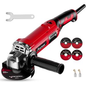 AVID POWER Angle Grinder 4-1/2 Inch 8.0 Amp 1000W Electric Grinder Tool 7-Variable-Speed Metal Grinder, 11,500 RPM, Paddle Switch with Lock-on Button, Cutting & Grinding Wheels and Side Handle - Red