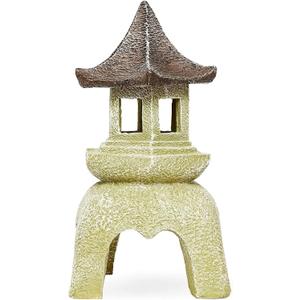 Juvale Outdoor Asian Pagoda Candle Lantern Statue for Home and Garden, 8.5 x 16.5 Inches
