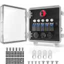 5 Gang Rocker Switch Box, Waterproof Pre-Wired Switch Panel with Circuit Breakers, USB PD Charger, Cigarette Lighter & Voltage Display for 12V Marine ATV UTV Truck RV