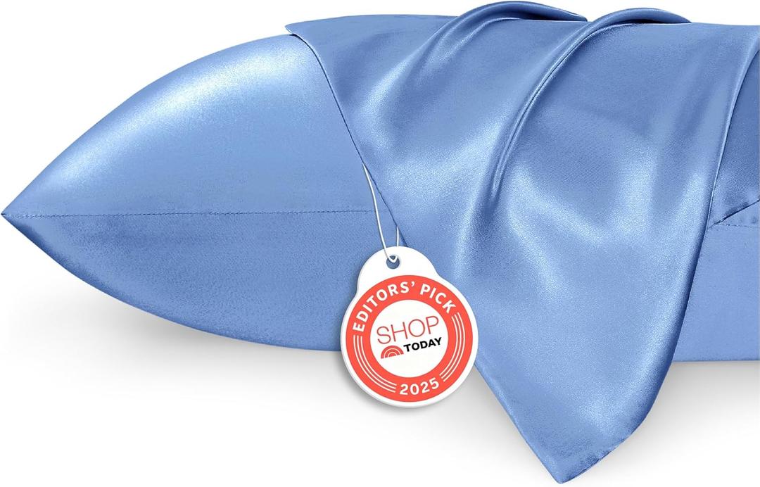 Bedsure King Size Satin Pillowcase Set of 2 - Sky Blue Silky Pillow Cases for Hair and Skin with Envelope Closure, Similar to Silk Pillow Cases, Gifts for Women Men, 20x36 Inches, 2pcs