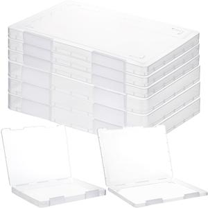 6 Pcs Clear A4 File Portable Project Case, Plastic Storage Box for 8.5" x 11" Letter Paper, Scrapbook Paper Storage Boxes Documents Magazines Holder with Buckle