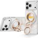 SYNCWIRE for MagSafe Ring Phone Holder, 360 Rotation Magnetic Cell Phone Grip Dual-Sided Magnets Phone Ring Kickstand Compatible with iPhone 17 16 15 14 13 12 Pro Max MagSafe, Android, Samsung etc. (Pearl Gold)