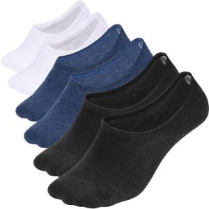 WHISPER DEER No Show Socks Men Invisible Low cut Loafer Sneaker Socks Non-Slip (12-15, 2white+2black+2blue)