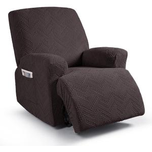 Ruaozz Recliner Sofa Covers Recliner Chair Covers Couch Covers for Reclining Couches with Pockets Washable Furniture Protector with Elastic Bottom (1 Seater-X Large, Chocolate)