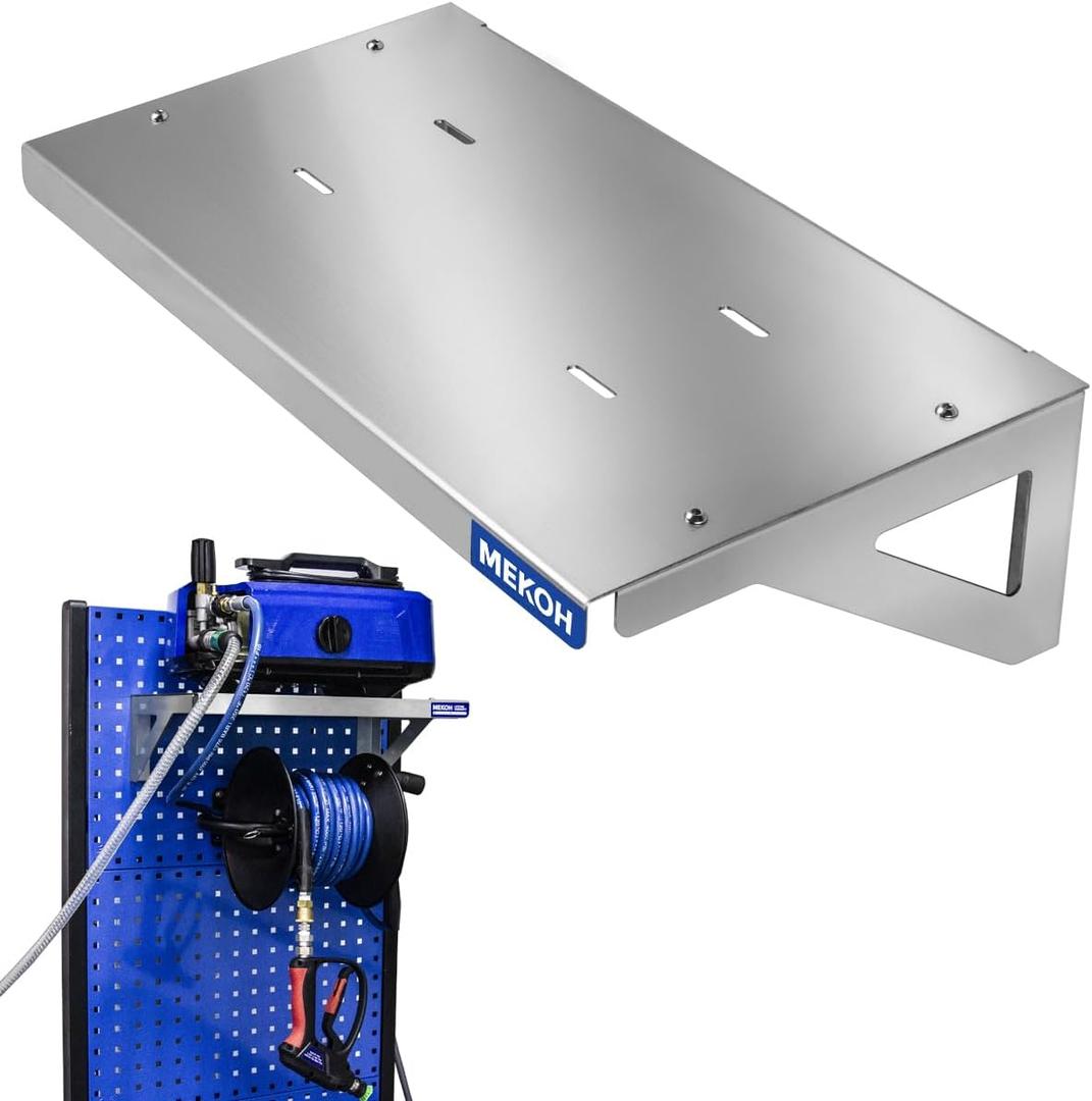 MEKOH Wall Mount Pressure Washer Shelf 20" x 10" - Stainless Steel Pressure Washer Organizer for Garage & Workshop - Heavy Duty Power Washer Storage Rack - Fits Electric Pressure Washers
