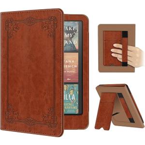 Fintie Case for 7"/6.8" Kindle Paperwhite(12th/11th Generation-2024/2021) and Kindle Colorsoft Signature Edition -Slim Foldable Stand Cover Auto Wake/Sleep for Paperwhite 2024, Vintage Brown