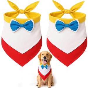2 Pcs Halloween Rainbow Dog Costume Pet Rainbow Bandana Scarf with Two-Tone Bow Tie for Puppy Small Cats Parties and Halloween