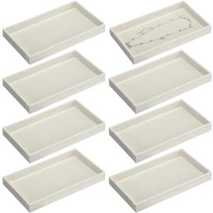 Inbagi 8 Pcs Small Velvet Jewelry Tray Stackable Jewelry Drawers Organizer Trays Jewelry Storage Trays 8.3 x 4.7 x 1 Inches (Beige) (Beige)