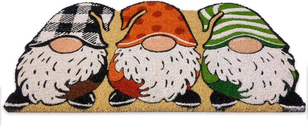 3 x MAINEVENT Gnome Door Mat 30x17 Inch, Gnome Winter Door Mat for Covered Outdoor Area, Welcome Mat Rug, Holiday Mat w/Non-Slip Backing, Winter Decor for Front Door