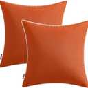 MIULEE Pack of 2 Outdoor Waterproof Pillow Covers Decorative Farmhouse Throw Pillow Covers Square Solid Color Couch Pillow Covers for Patio Tent Bed Sofa Living Room 18x18 Inch Burnt Orange