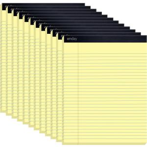 Enday Yellow Legal Pads 8.5 x 11 Inch, (12 Pack) 50 Sheets per Notepad, Note Pads, Legal Ruled Writing Pad with Perforated Pages, Yellow Paper Legal Pad for Work and Note-Taking