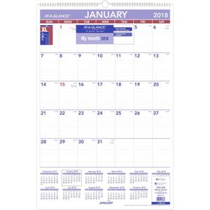 AT-A-GLANCE PM428-18 Monthly Wall Calendar, January 2018 - December 2018, 20" x 30", Wirebound (PM428)