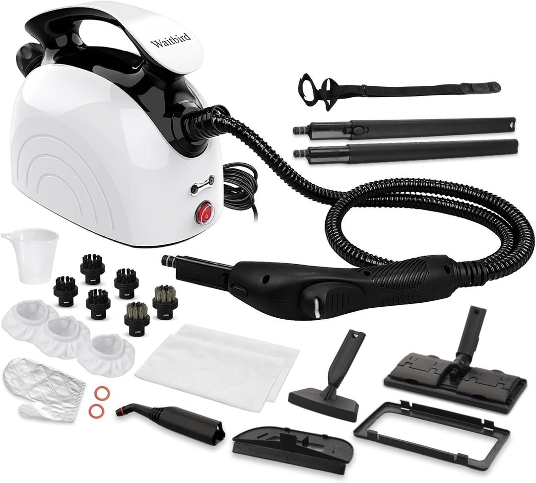 steam cleaner, household steam cleaner, handheld steam cleaner with 21 accessories, 248  F high temperature, suitable for bathroom glass, floor, sofa, kitchen oil stains, toys (White) (Large)