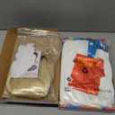 Men Classic Movie Set Adult Halloween Costume Long Sleeve Shirt with Wig Orange Scarf and Trousers (Small)