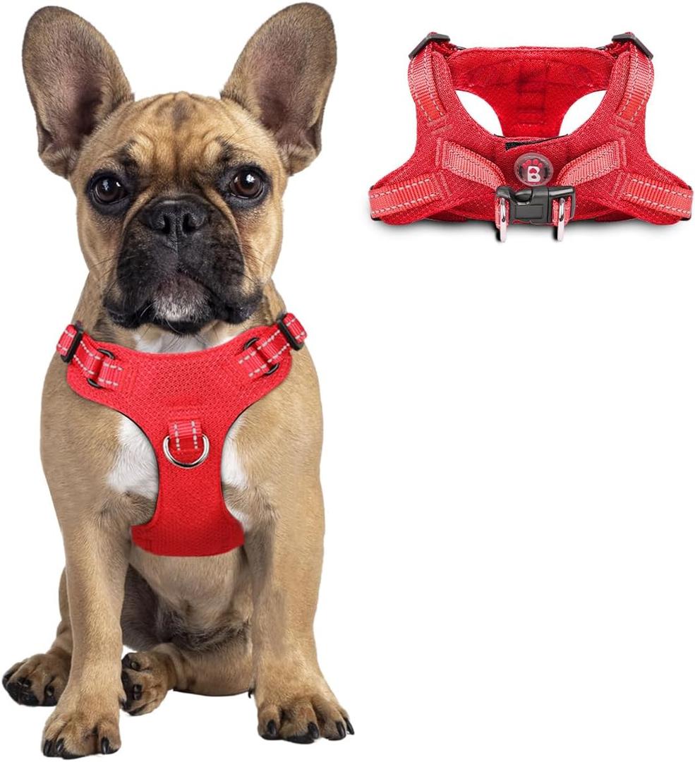 Dog Harness Step in Dog Vest Harness, Reflective Adjustable Puppy No Pull Harness Breathable Soft for Dogs Cats, Red, S