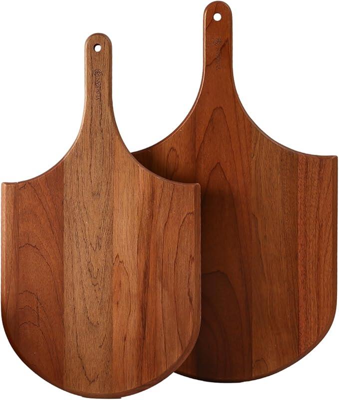 2 Pack Pizza Peel-14 inch and 12inch Wood Pizza Paddle Set for Pizza Oven, Pizza Stone, Pan or Grill, Large Pizza Spatula for Baking Bread and Cake Ideal for Making Pizzas and Transferring 