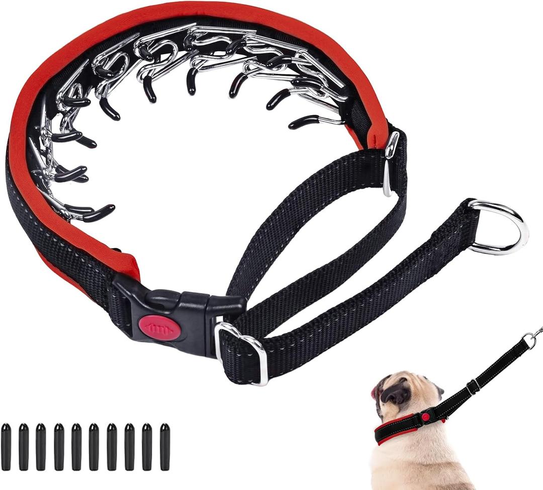 M Red Heavy Duty Nylon No Pull Dog Collar with Buckle, Adjustable Anti Pull Reflective Slip Collar for Large Medium Small Dog Training Walking (M (15"-23" Neck, 1.5" Wide))