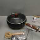 WANGYUANJI Carbon Steel Wok Pan Flat Bottom Iron Stir Fry Pan Induction Cookware 9.5 Inch Uncoated Small Traditional Skillet with Lid