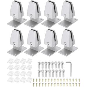 PATIKIL 2.8x1.7x3.6" Desk Divider Support Clamp, 8 Pcs Aluminum Desk Shield Clamp Desk Divider Partition Clamp Sneeze Guard Clamp Bracket for Office Home Desk Panel, Silver
