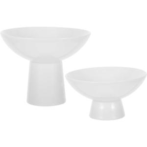 2Pcs Small White Pedestal Bowls Ceramic Footed Fruit Bowl for Displaying Kitchen Counter 4.9 x 4.13Inch 2 Sizes