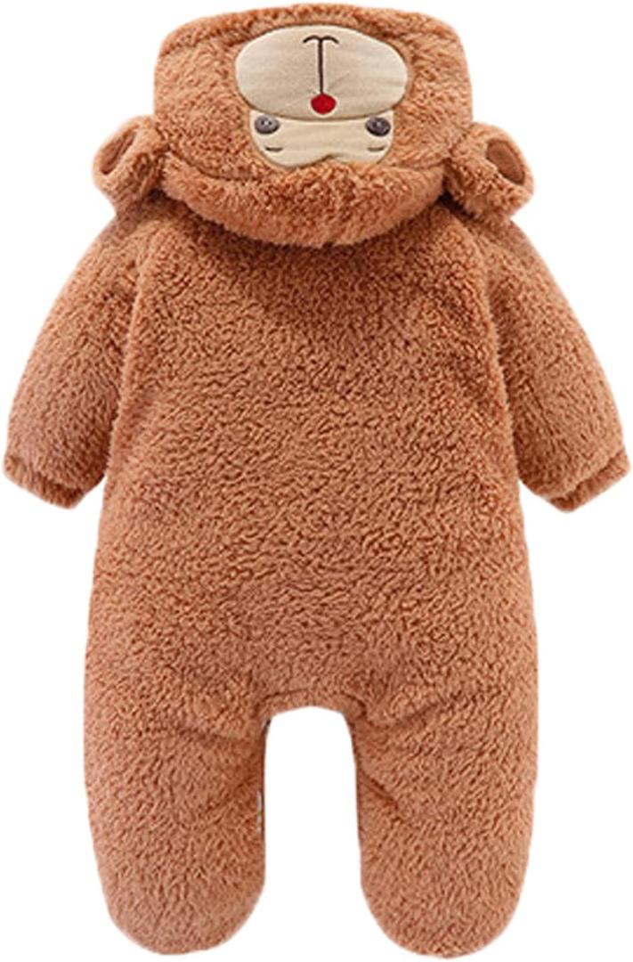 Gaorui Newborn Baby Jumpsuit Outfit Hoody Coat Winter Infant Rompers Toddler Clothing Bodysuit Cartoon (6M(3-6months), Monkey)