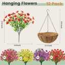 Der Rose Artificial Hanging Flowers Basket for Outdoors Outside Fake Hanging Plants Spring Summer Decoration UV Resistant for Garden Front Porch Patio Balcony Decor