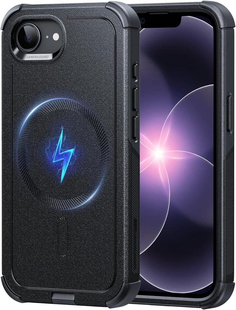 ESR for iPhone 17e Case, iPhone 16e Case, 23ft Military-Grade Drop Protection, MagSafe Accessories Compatible, Shock-Absorbing Rugged Cover, Cyber Series, Black