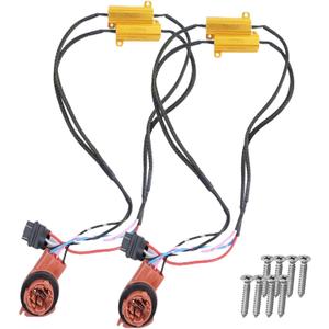 Upgraded 3157 3157a Led Resistor Turn Signal with Metal Screws Plug and Play, 3157 4157 Load Resistors Harness Fix Hyper Flash Error Decoder Switchback Led Resistor Kit 2 Pack 50W 6 Ohm