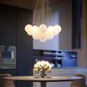 Modern Glass Chandelier Bubbles Ball Shape Pendant Light, DIY Hanging Light Fixture, 3 Lights Decorative Ceiling Chandelier in Gold