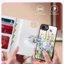 LUHOURI for iPhone 16e Case Wallet - Wireless Charging Compatible Detachable Flip Folio Leather Cover - RFID Blocking 4 Card Slots - Protective Phone Case for Women - Blooming Wildflowers