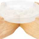 Elevated Cat Bowl Stand, 6.1" Diameter 3.5" High Rubberwood Stand for Cat Dish, Detachable Raised Bowl Holder with Non-Slip Pads, Anti Vomiting, Ergonomic Wooden Pet Feeder Holder for Cats