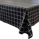 allgala Waterproof Check Design Printed PVC Vinyl Protective Tablecloth - 54x120 Inch - Black - TC59302