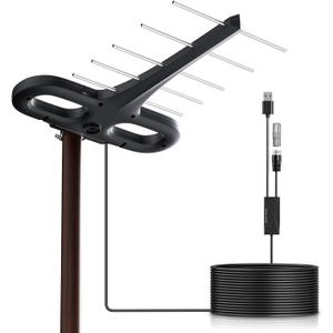 Outdoor TV Antenna 360 Omni-Directional Extended Range Reception Enhance VHF&UH 4K Ready HDTV Antenna with Added Stability for Outdoor 32ft RG6 Coax Cable
