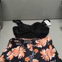 Eomenie Women's Halter Tankini Bathing Suit Ruched Tummy Control Two Piece Swimsuit with Bottom (Medium, Black Floral)