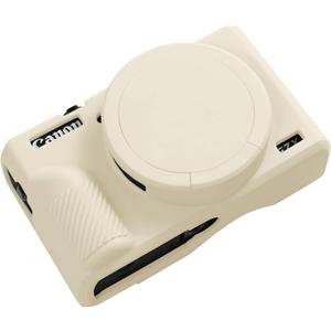 G7X Mark III Case, Protective Case for Canon Powershot G7X Mark III Digital Camera, Removable Lens Cover Silicone Sleeve Soft Camera Cover Rubber Protective Body Skin- Beige